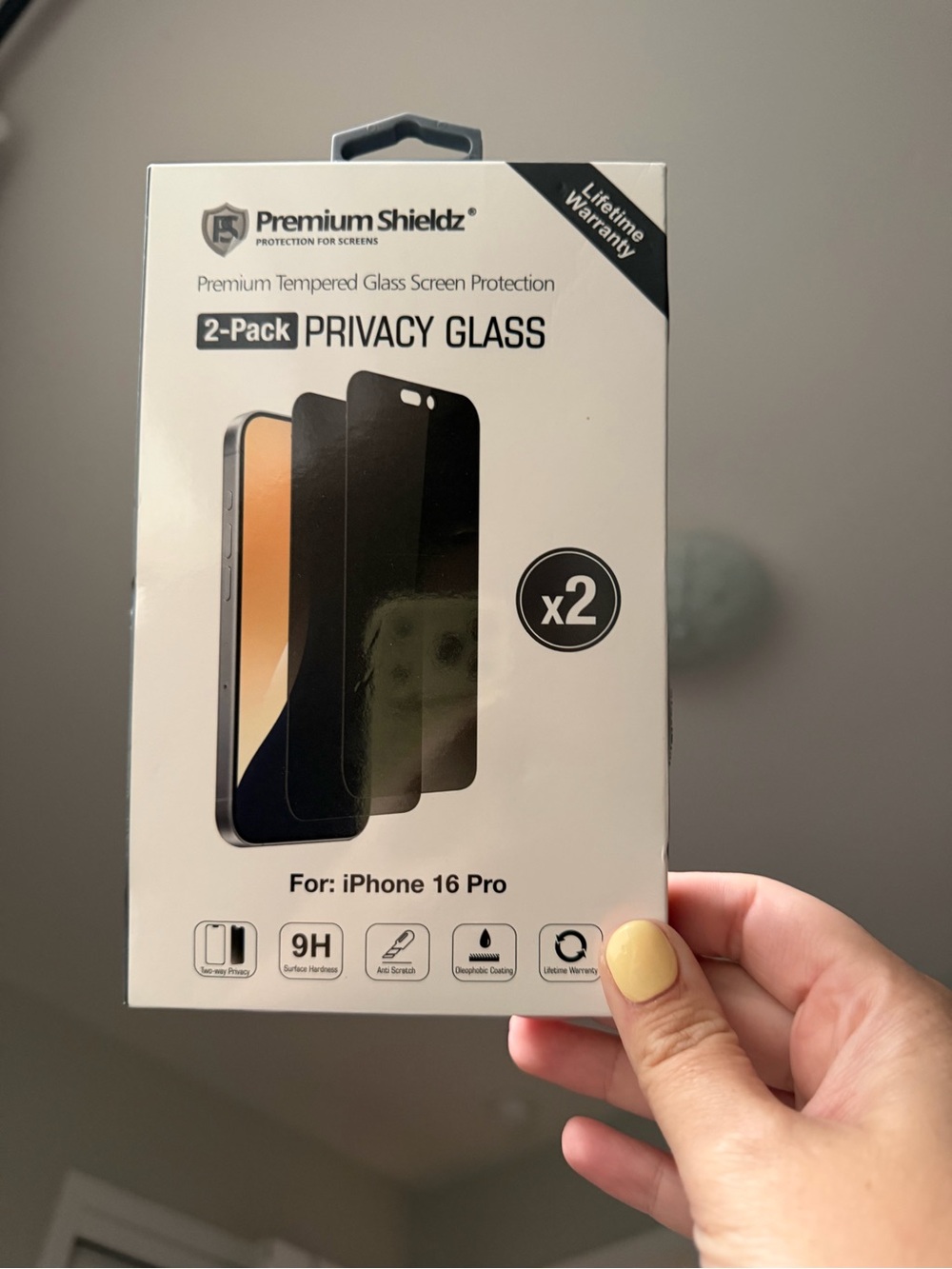 Privacy Tempered Glass Screen Protector for iPhone 16 Pro - Black (2-Pack)